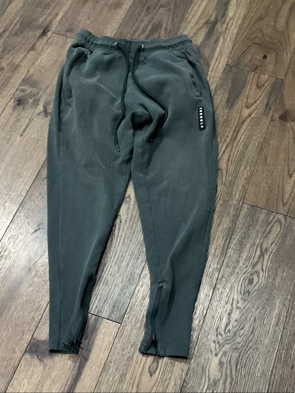 Men's Olive Green Jogger Pants with Zipper Ankles
